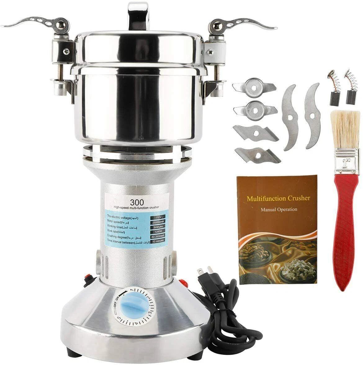 Electric Grain Mill Grinder for Spice Cereal Flour Powder (110V)