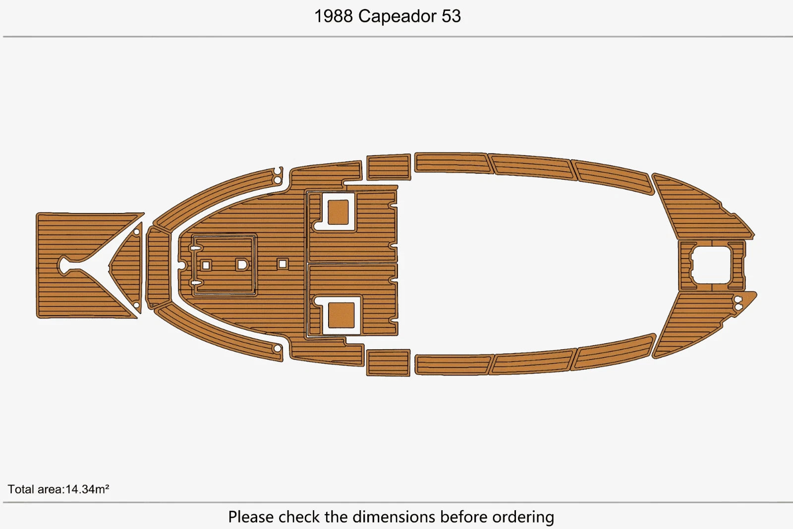 EVA Pad for Capeador 53 Cockpit Swim Platform (1988) Teak Deck Foam Flooring Mat