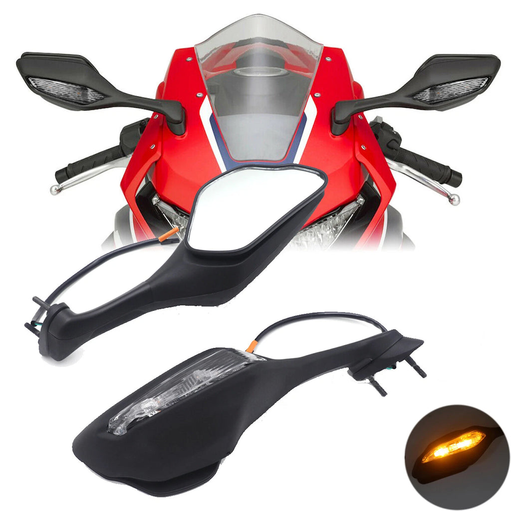 Black LED Turn Signal Mirrors for Honda CBR1000RR (2017–2022)