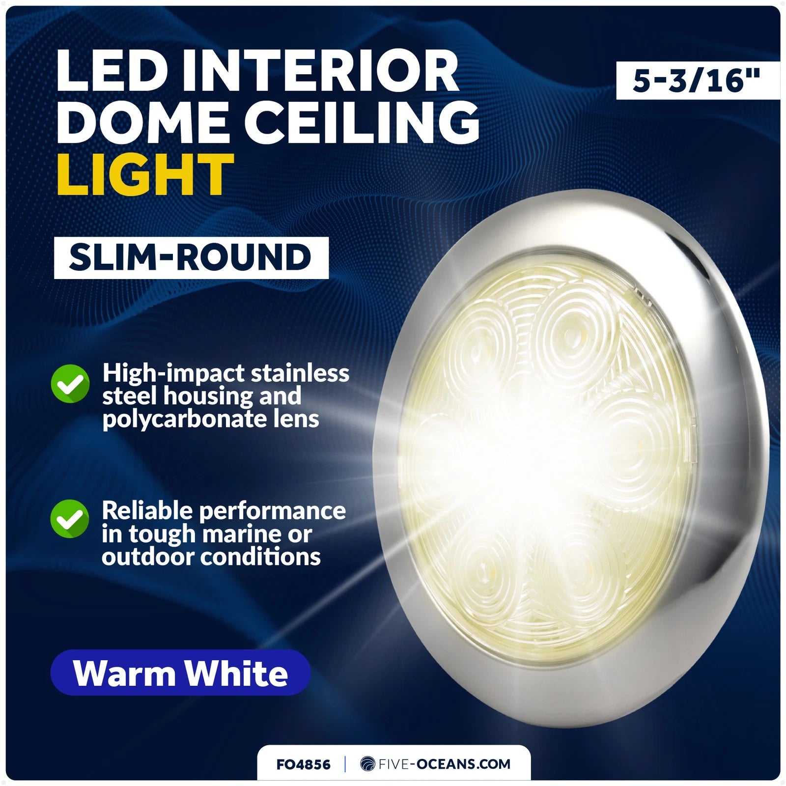 LED Interior Dome Ceiling Light for Universal Use (12V)