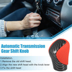 Gear Shift Knob for Lexus (Carbon Fiber, Red Faux Leather, Perforated)