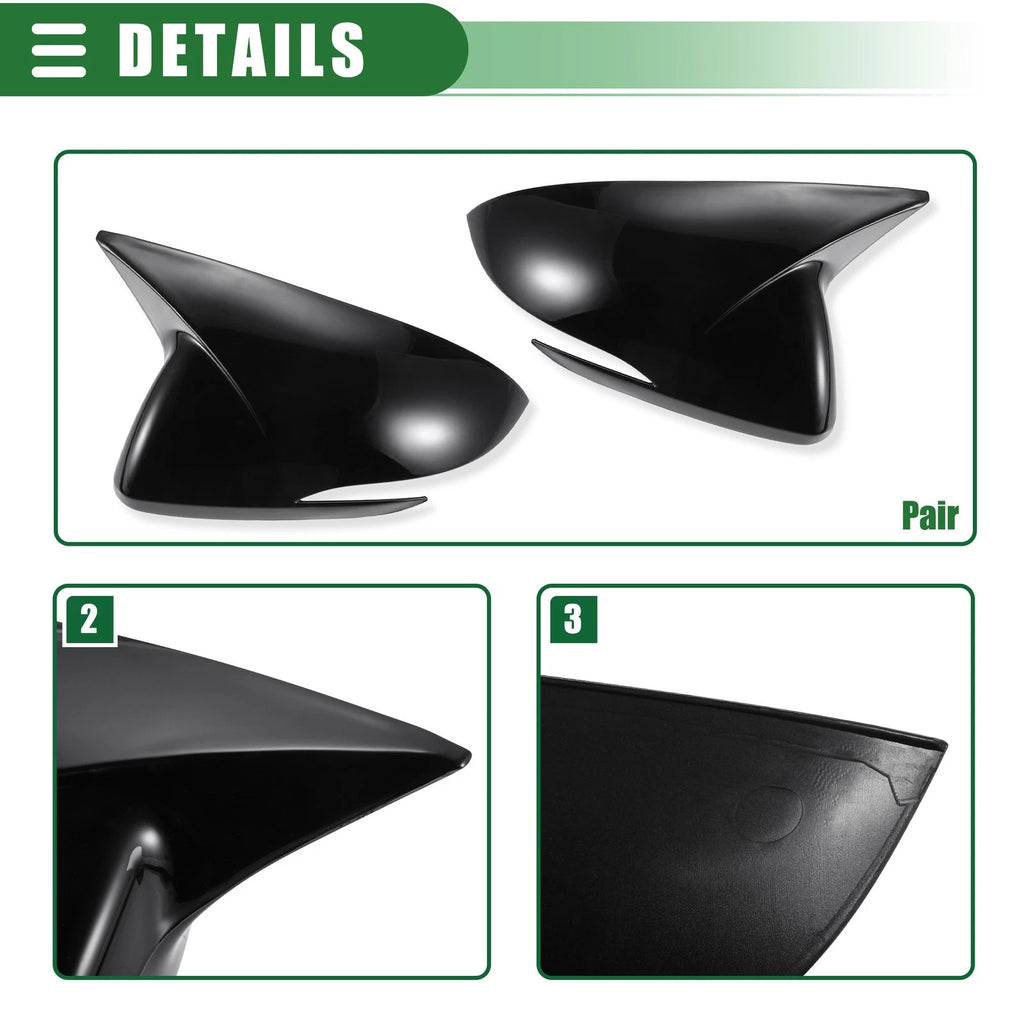 2X Rearview Mirror Cap for Hyundai Elantra (2017–2020) Gloss Black