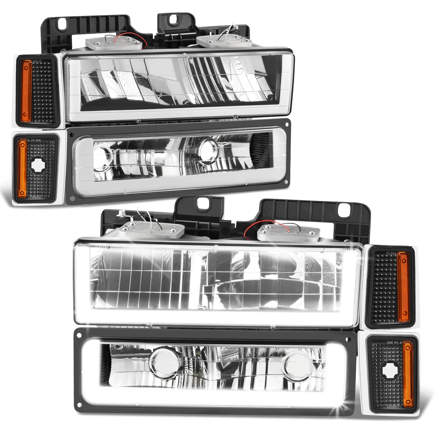 U-LED Headlight & Signal + Amber Corner Lamp for Chevy C/K 1500-3500 (1988–1993)