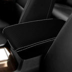 Console Lid Armrest Cover for Acura TSX (2009–2014) Carbon Fiber White Stitch