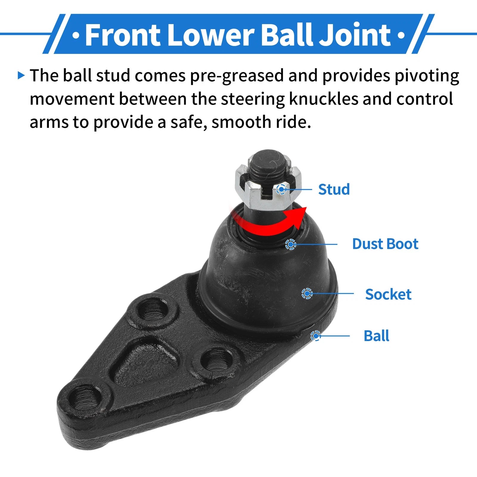 2X Front Lower Ball Joints for Mitsubishi Montero (2001–2006) MR508130