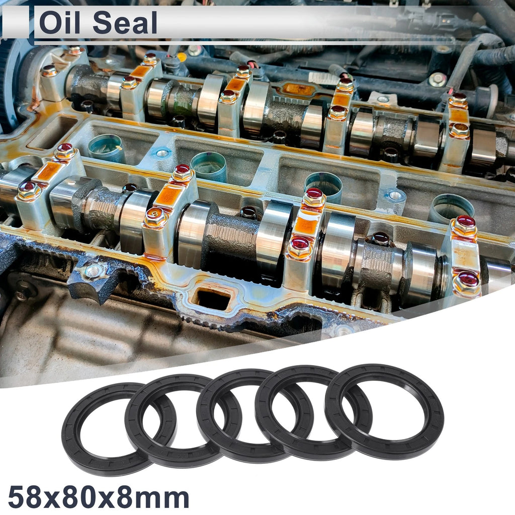 Set of 5 Oil Seal Ring NBR Rubber 58x80x8mm for Rotary Shaft