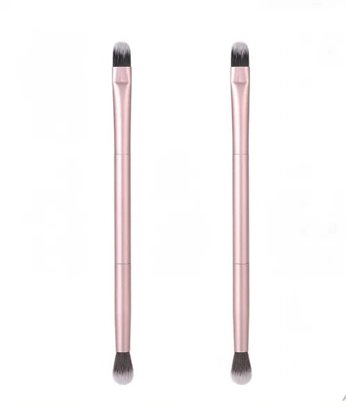 Set of 2 Pink Dual Ended Makeup Brushes for Eye Blending and Face Definition