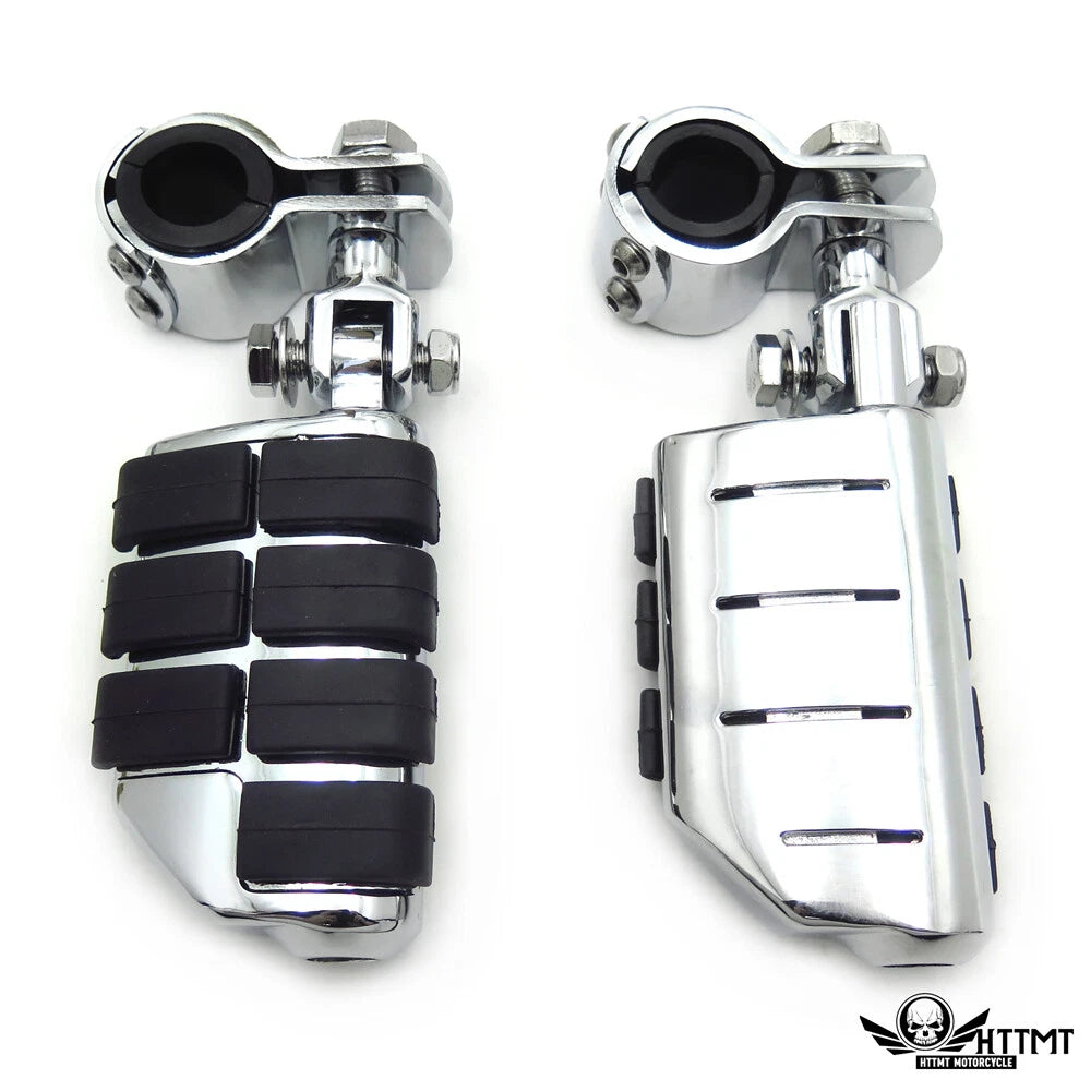 Chrome Waffle Foot Peg Clamp Kit for Harley Sportster Touring (1", 1.25")