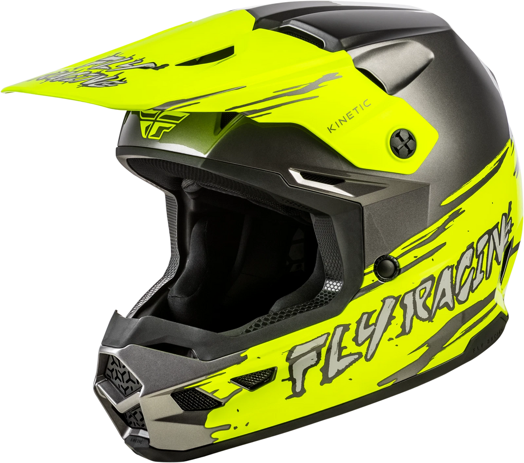 Youth Kinetic Surge Helmet for Off-Road (FLY Racing) - Grey/Hi-Vis Yellow