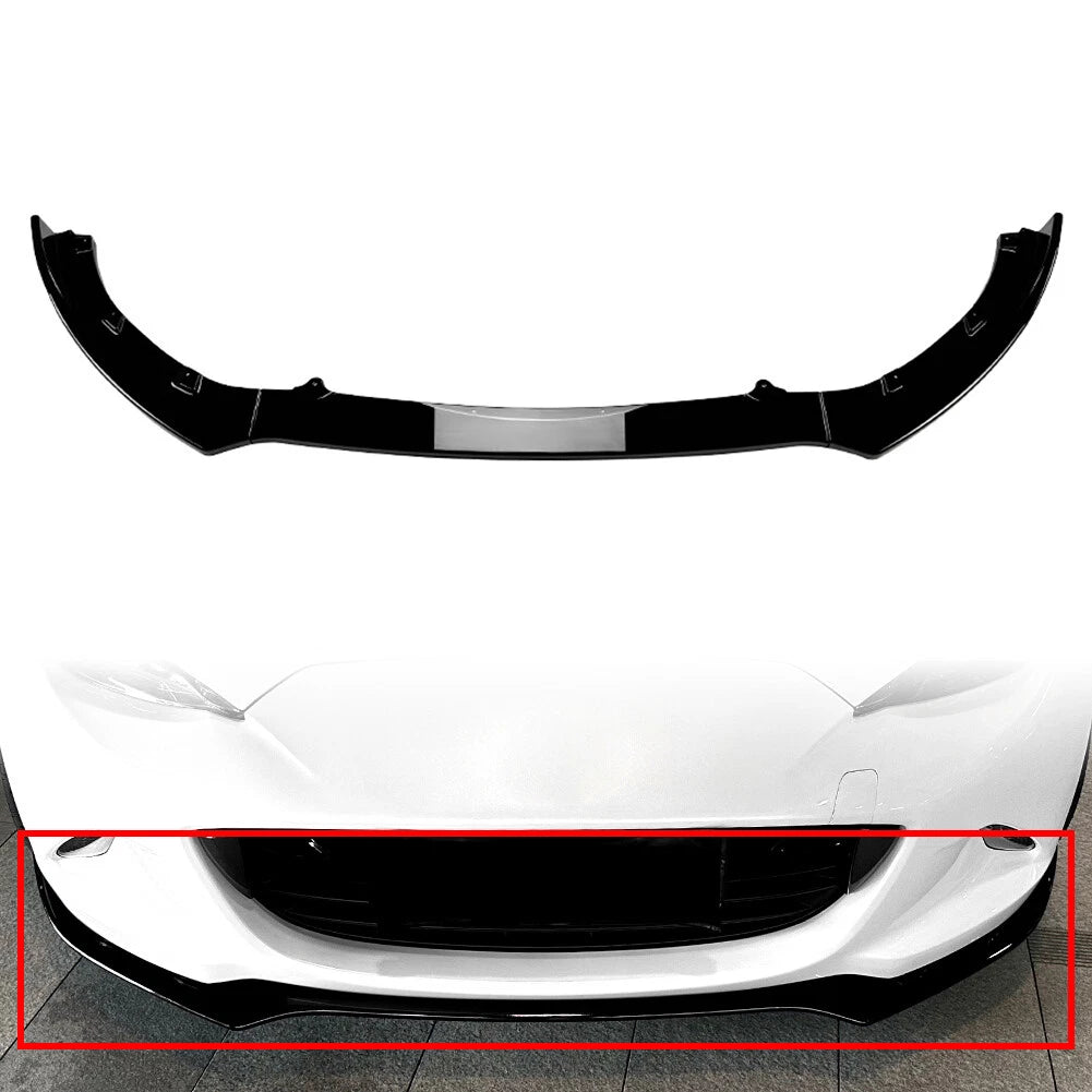 Front Lower Bumper Spoiler Lip for Mazda MX-5 Miata (2016–2025) - Glossy Black