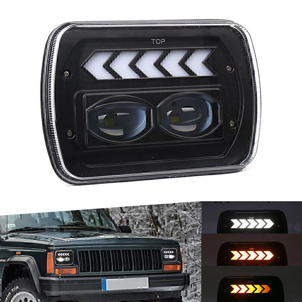2X 5"x 7" LED Square Headlight Spot High Low Beam for Wrangler