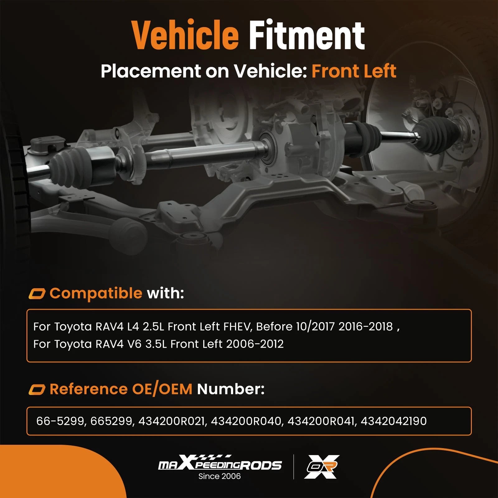 Front Left CV Axle Shaft Assembly for Toyota RAV4 (2016–2018)