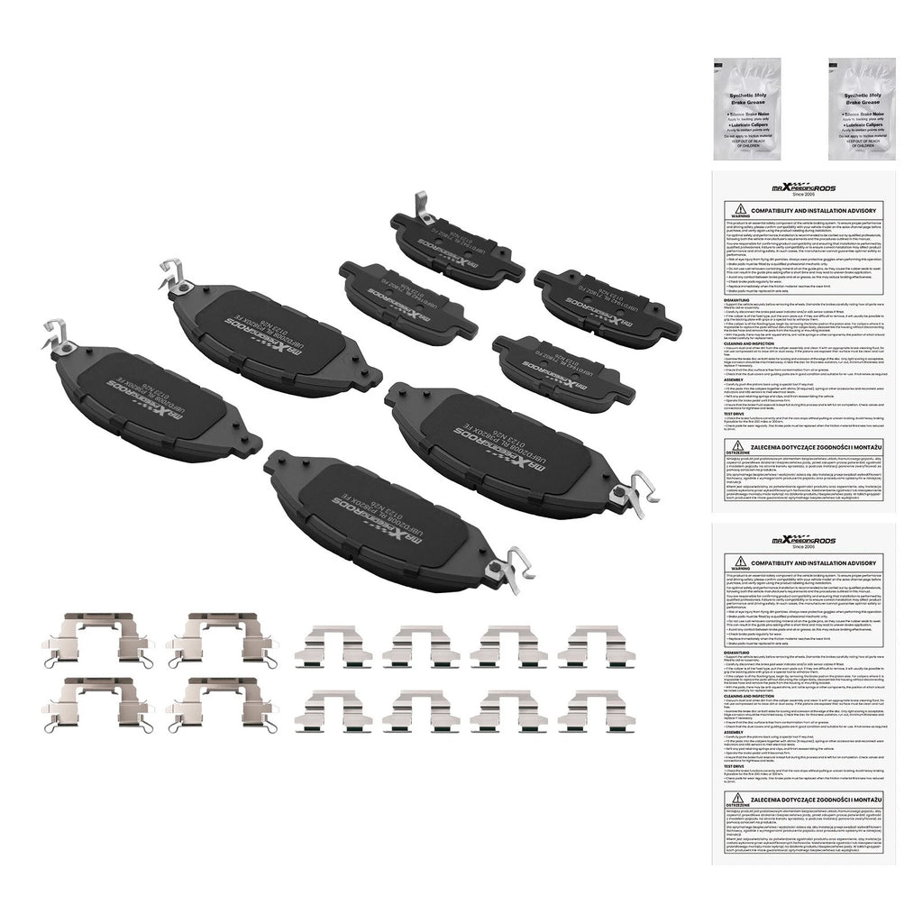 Set of 4 Front & Rear Brake Pads Kit for Infiniti QX60 (2014–2020), JX35 (2013) D1415