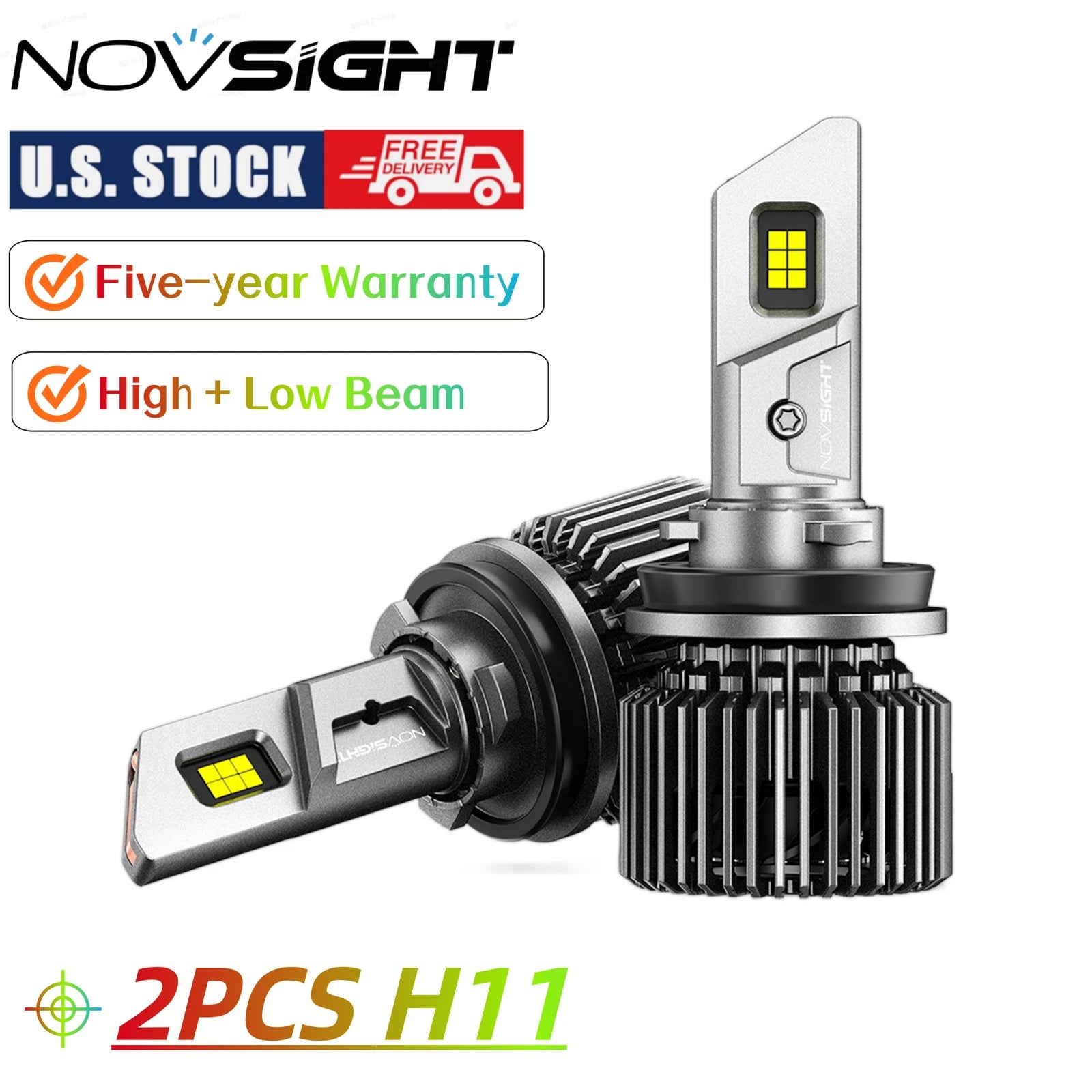 H11 H9 H8 LED Headlight Bulbs Kit for High/Low Beam (60000LM, 6500K)
