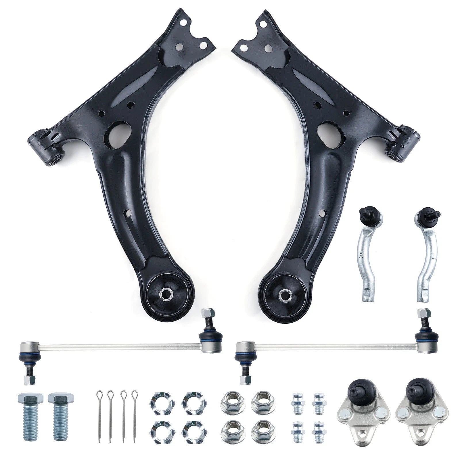 8Pc Lower Front Control Arm + Ball Joint Sway Bar Tie Rod for Corolla (2003–2008)