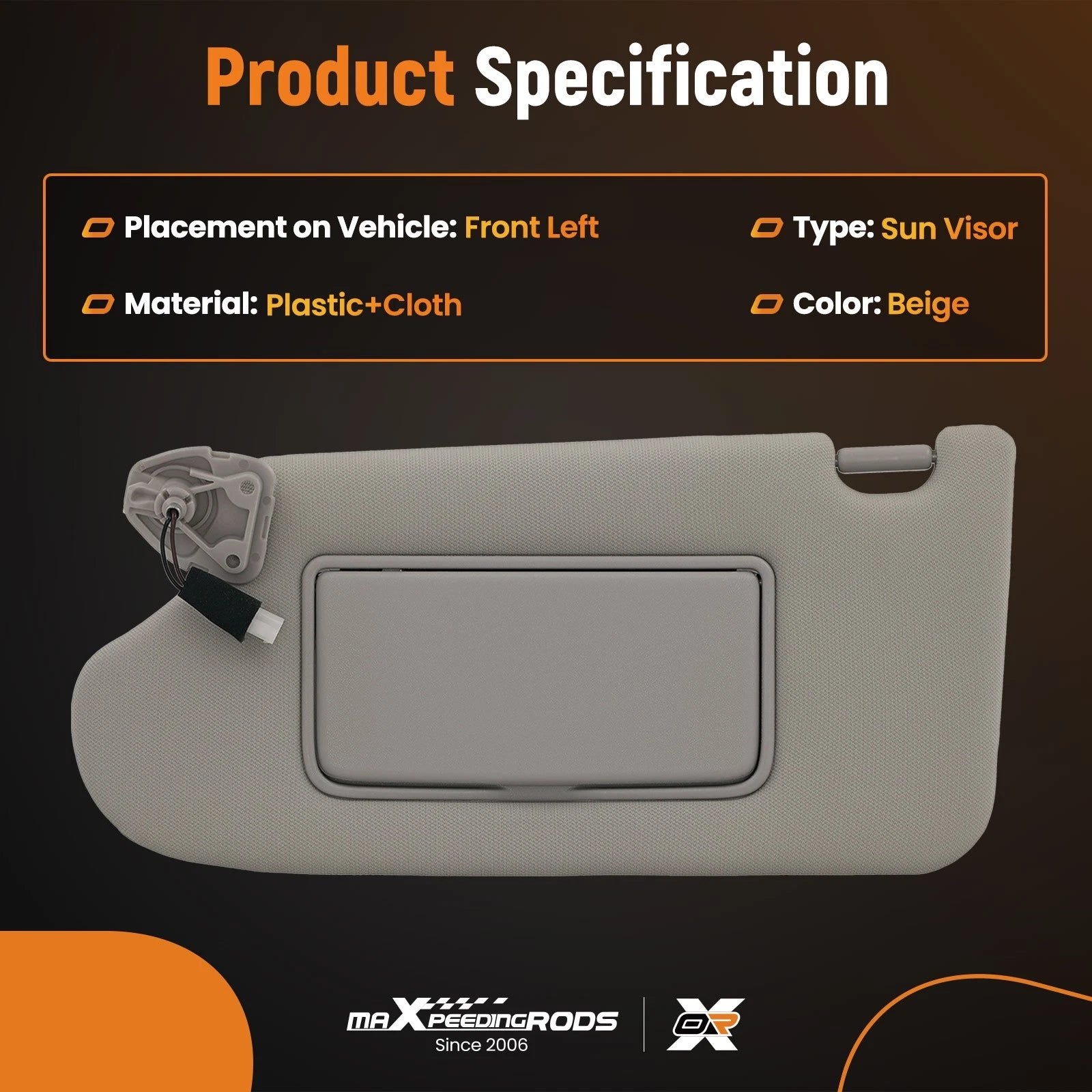 Beige Sun Visor with Light for Nissan Altima (2013-2018)