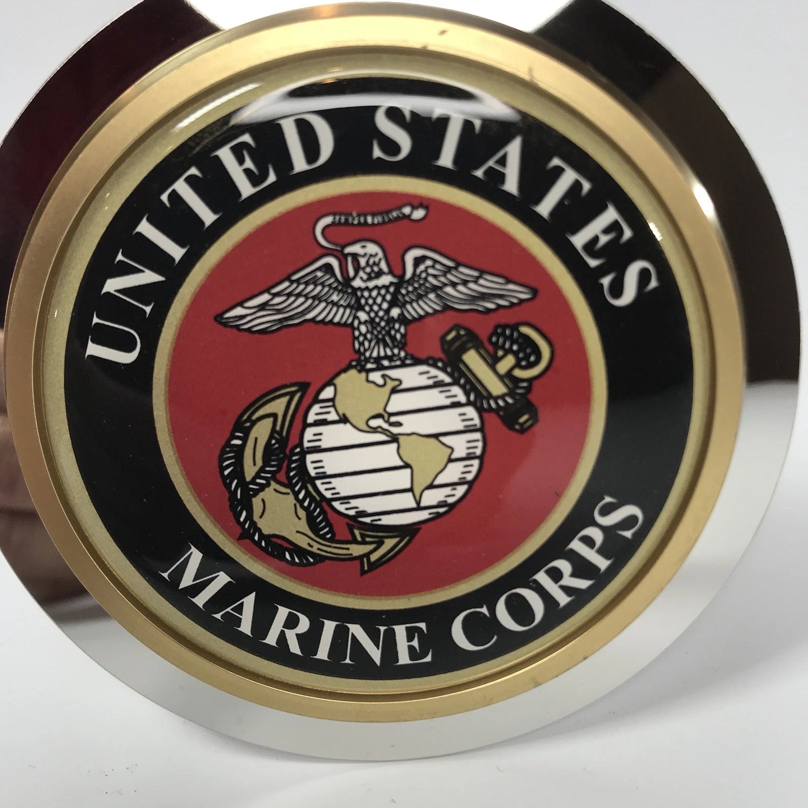 Tow Hitch Cover with USMC Marines Round Emblem Stainless Steel for 2" Trailer