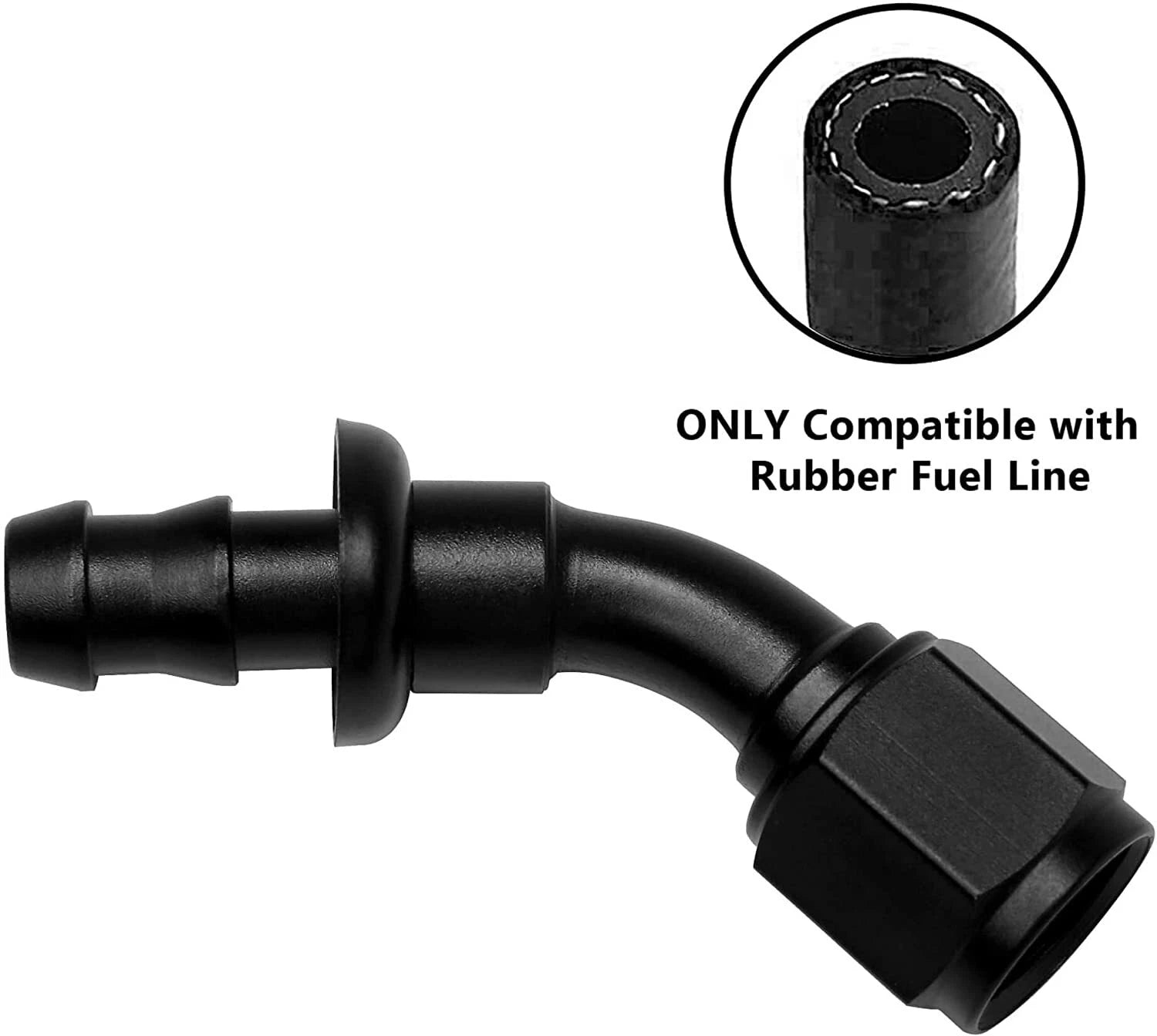 Push Lock Hose Fittings 8AN 45° for Rubber Fuel Line 1/2" (2 Pack)