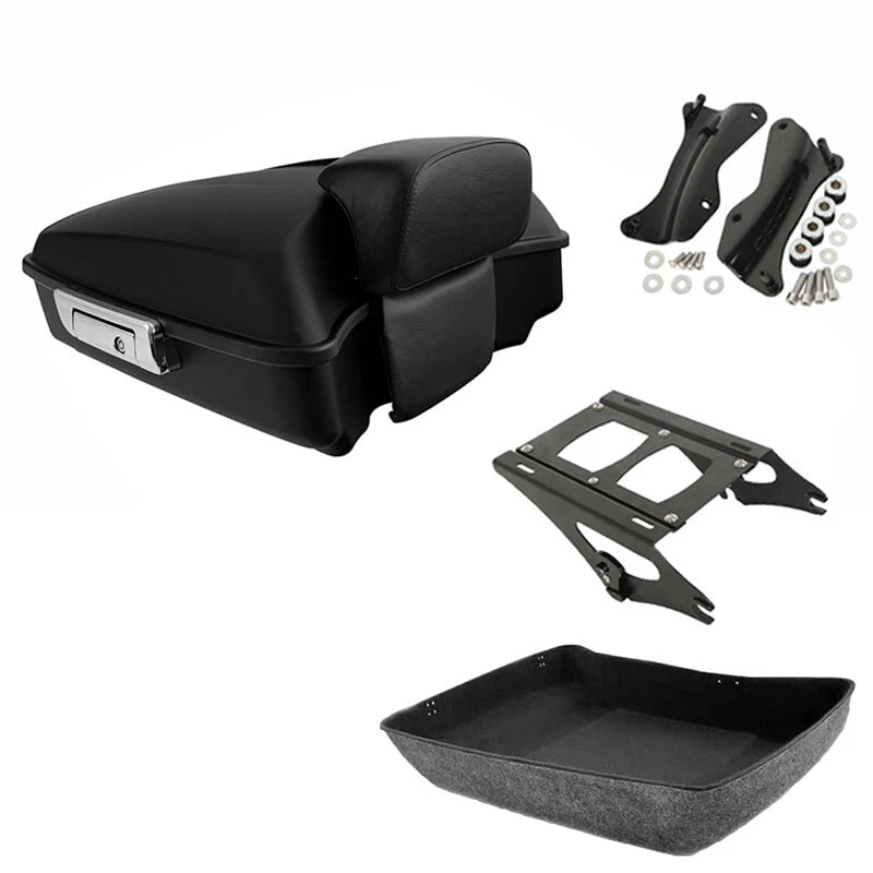 Matte Chopped Tour Trunk Backrest Mount for Harley Touring (2014–2026)