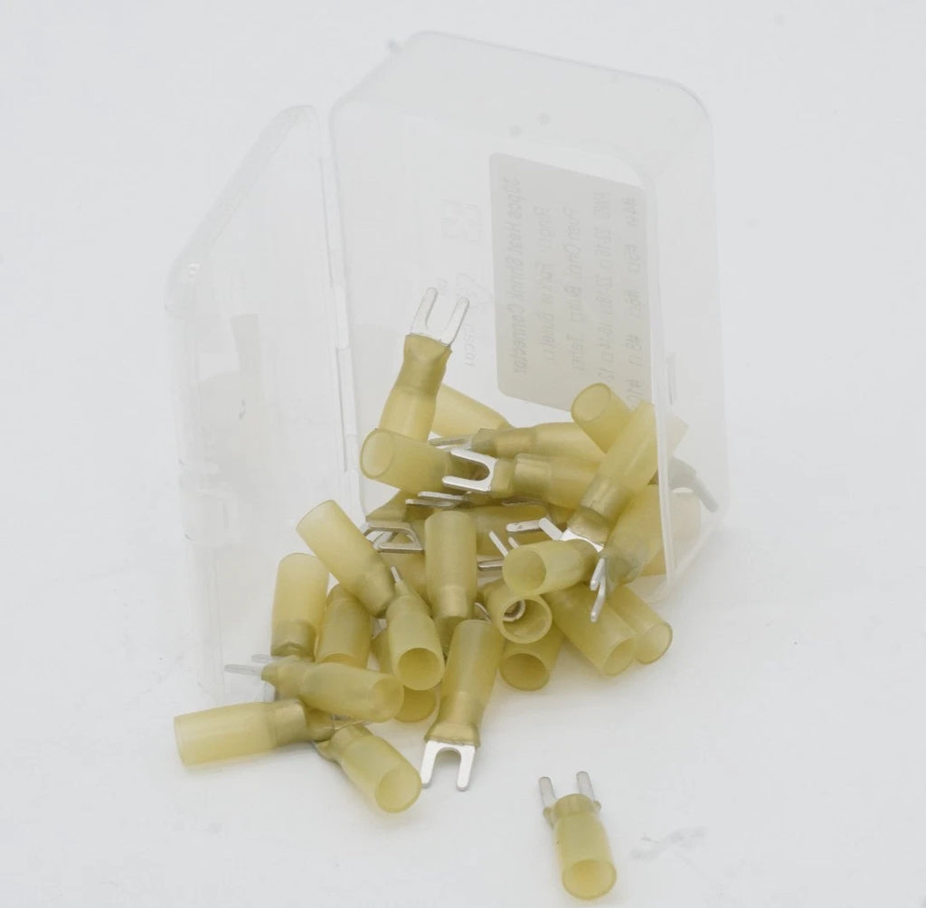 30-Pack Marine HDPE Heat Shrink Fork Terminal #4 12-10 AWG Connector