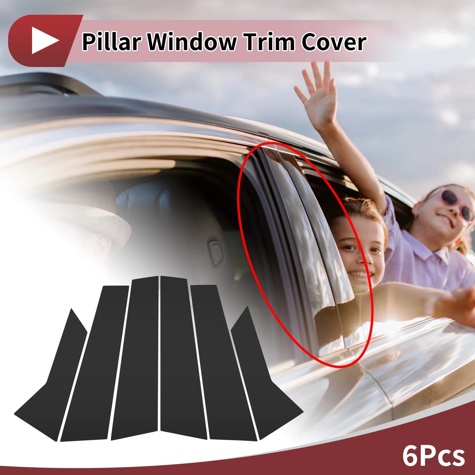 Set of 6 Door Pillar Window Trim for Audi A3 Sedan (2021–2025) Black