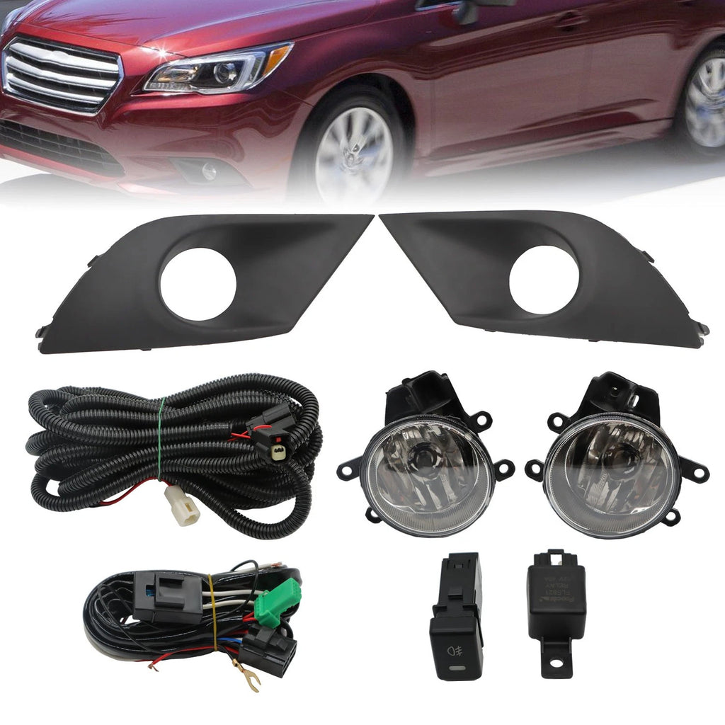 Clear Lens Fog Lights Pair for Subaru Legacy (2015–2017) + Wiring + Switch