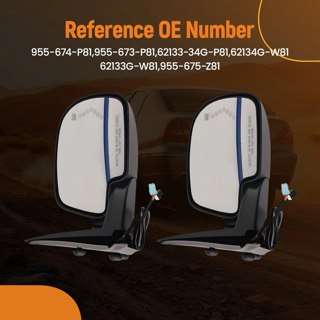 Side Mirror Pair for Chevy Silverado 1500 HD (2003) Heated Power 62133-34G-P81