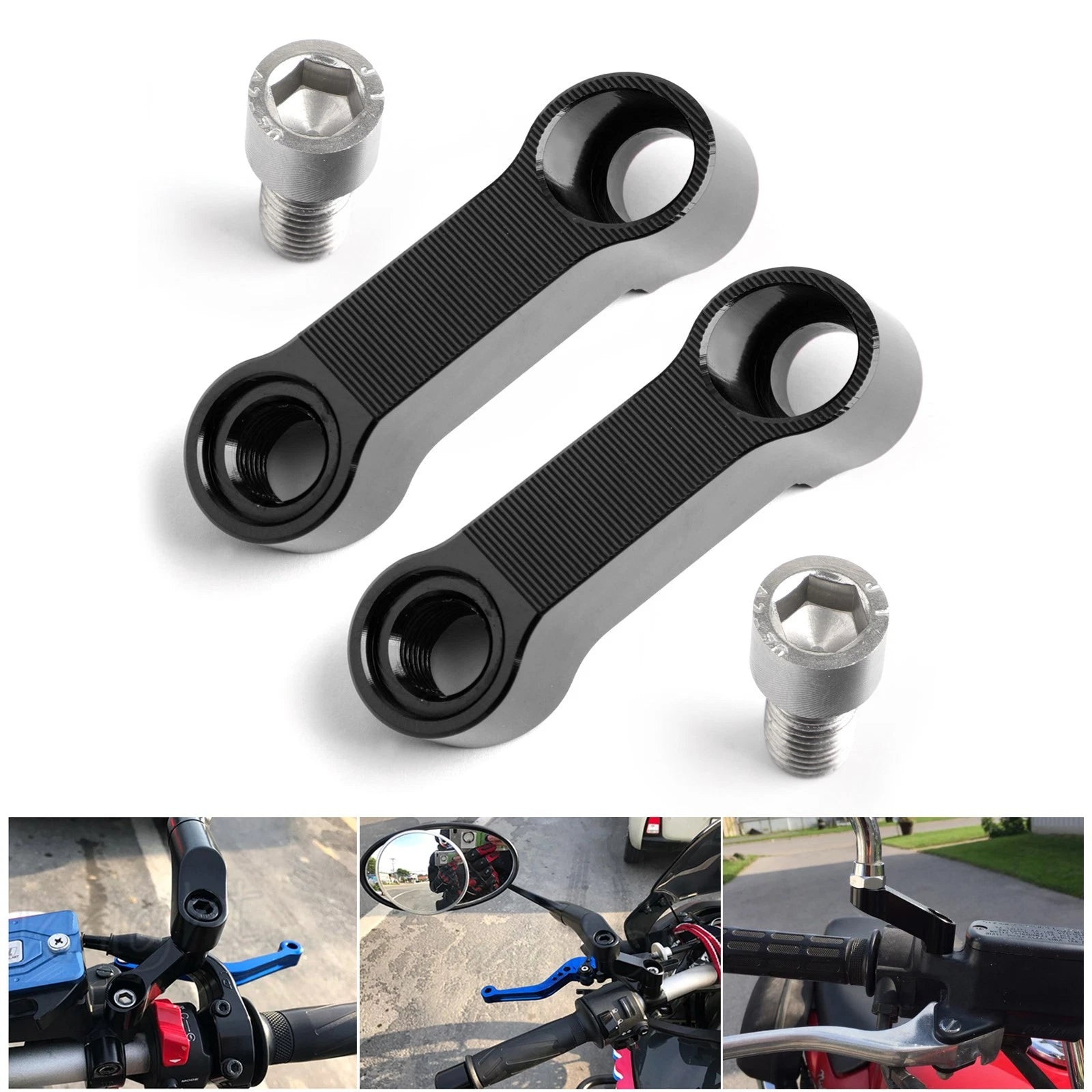 Pair of Motorcycle Mirror Extenders for Honda (10mm)