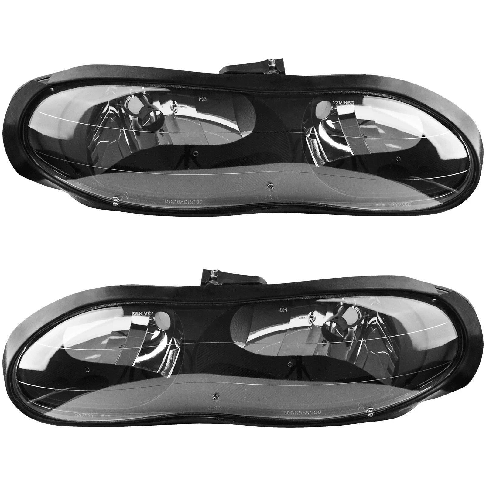 Headlight Assembly Pair for Chevy Camaro Z28 SS (1998–2002) Black Housing