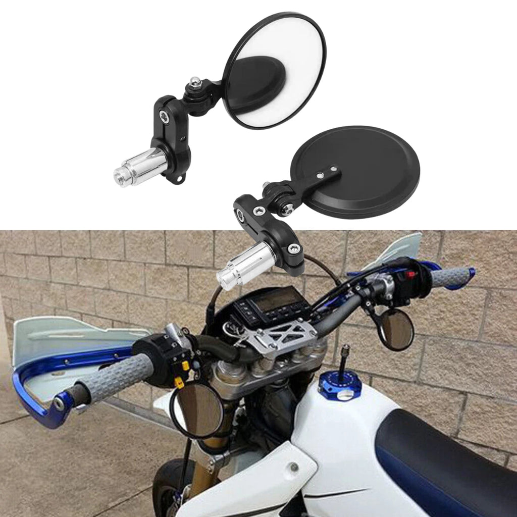 Pair Handle Bar End Rearview Side Mirrors for Motorcycle (Universal)