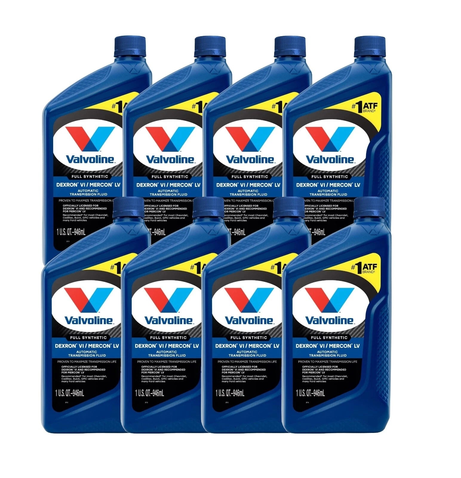 8 Quarts DEXRON VI/MERCON LV Full Synthetic ATF for Various Vehicles (Set of 8)