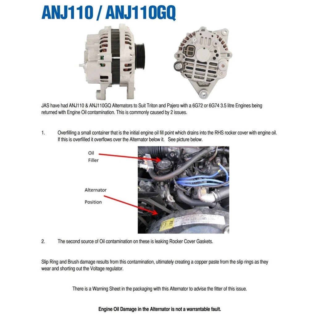 6G74 Alternator for Mitsubishi Pajero NJ NK NL (1995-2000)