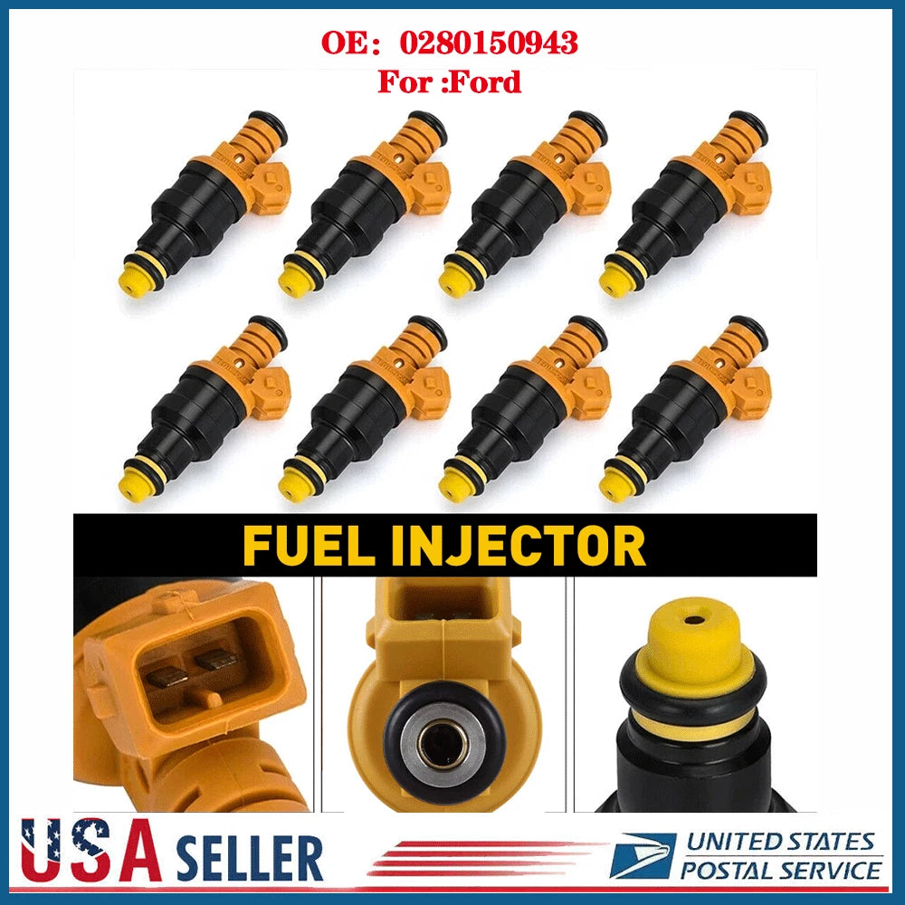 Set of 8 Flow Matched Fuel Injectors 0280150943 for Ford 4.6 5.0 5.4 5.8L