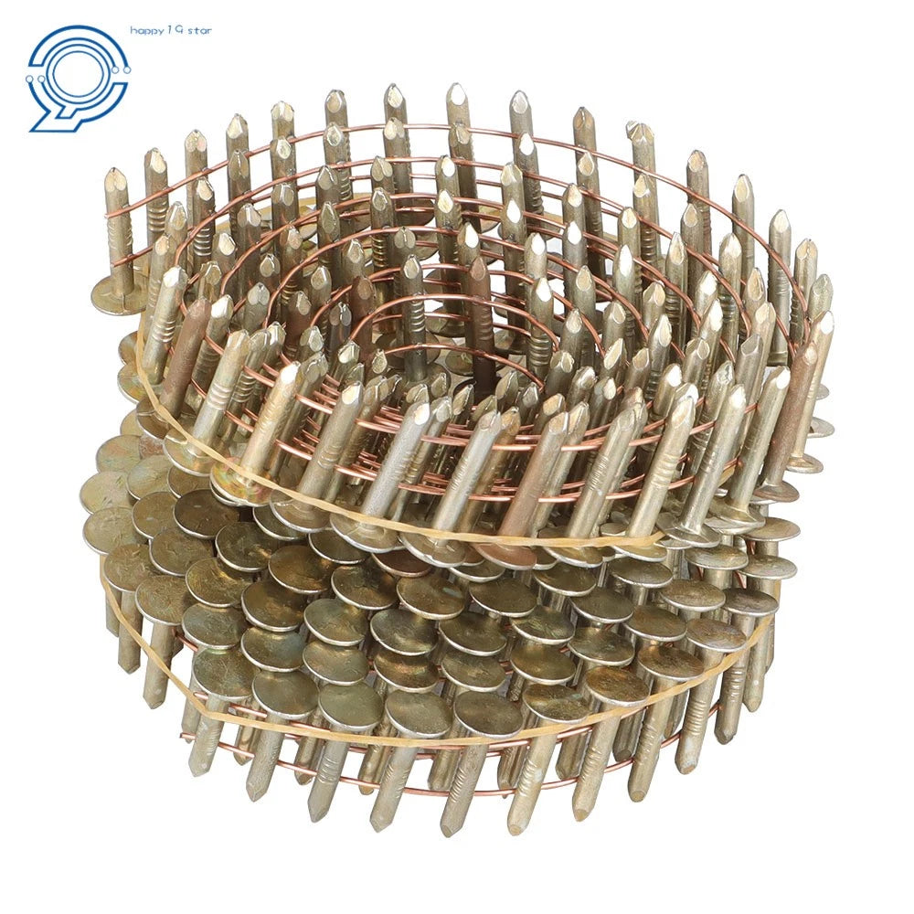 Set of 7200 Galvanized Coil Roofing Nails 7/8" × 0.12" 3/8" Head