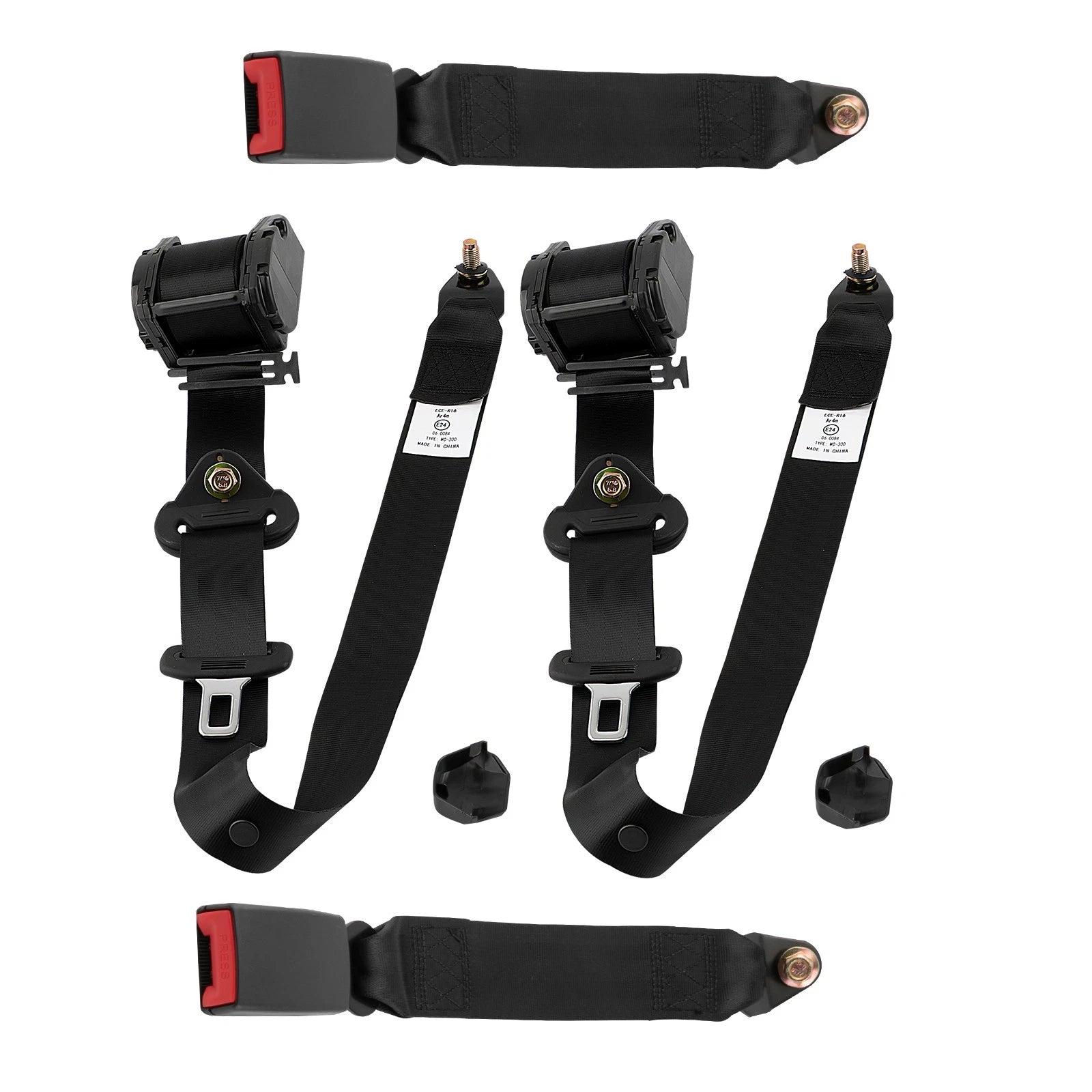 2X Retractable 3 Point Safety Seat Belt Straps for Car Vehicle