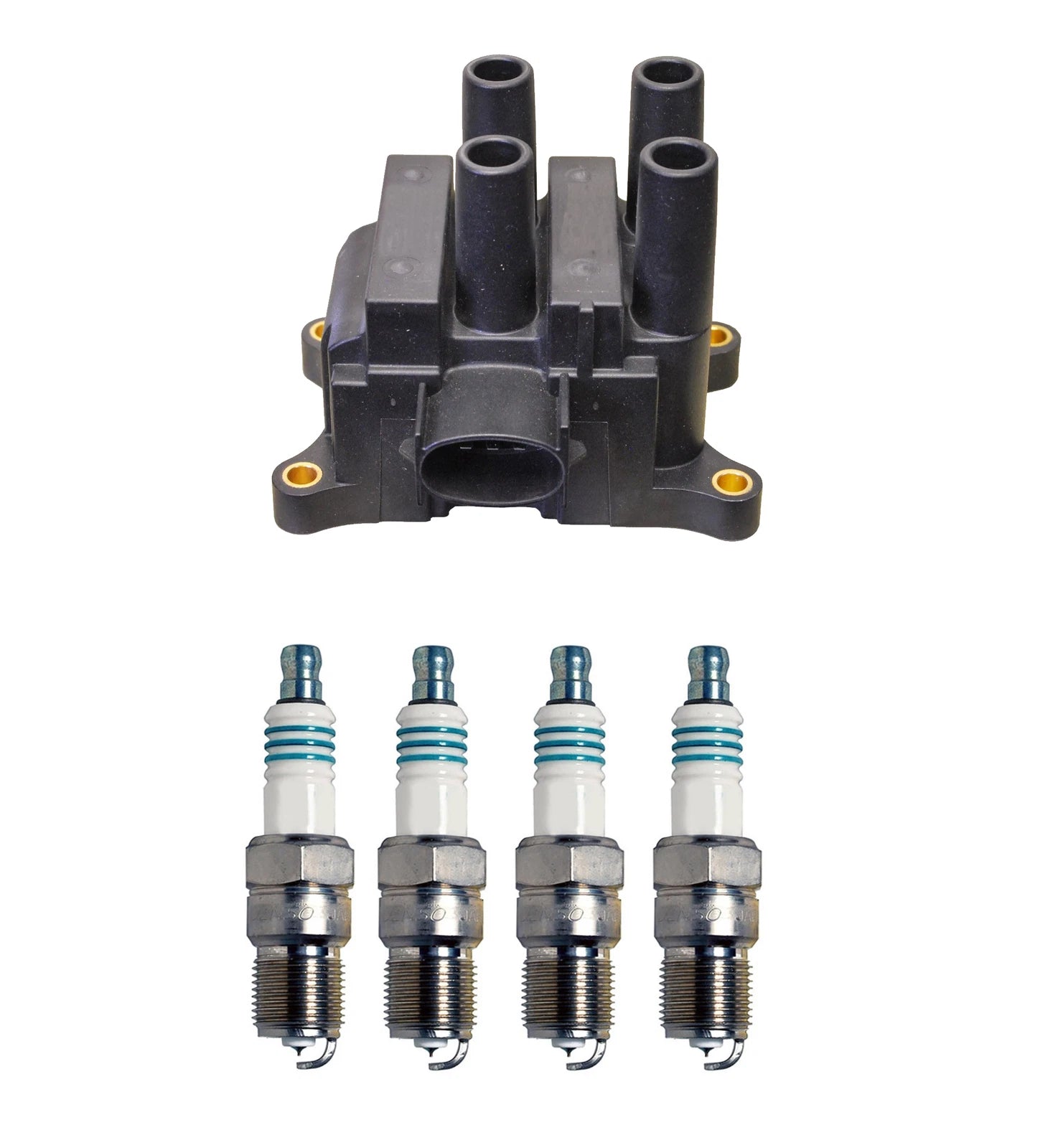 Denso Ignition Coil & 4 Iridium Spark Plugs Kit for Ford 2.3 L4