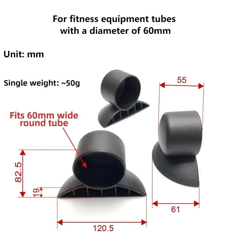 2Pcs Black Rubber End for Fitness Equipment Circular Tubes (60mm)