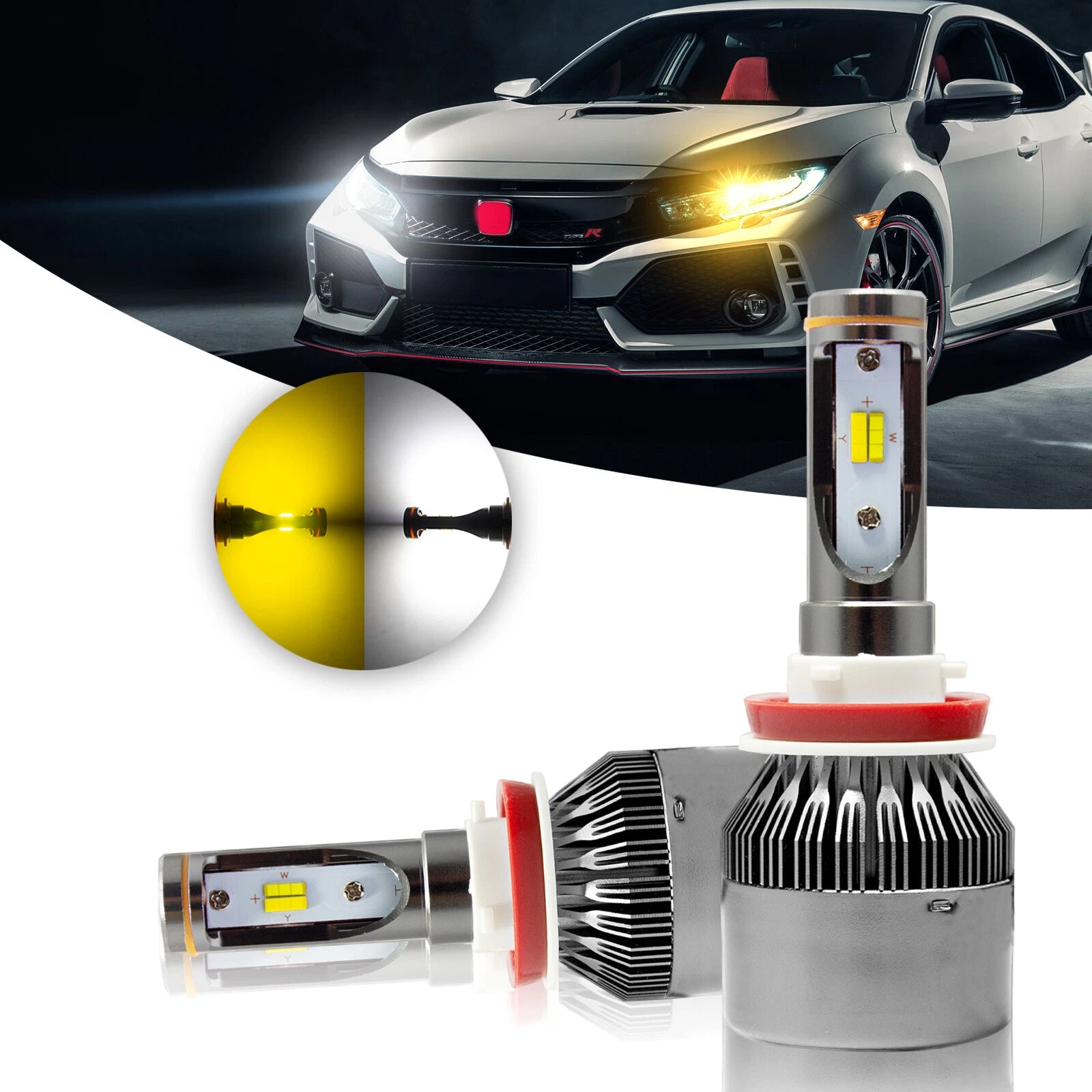 Dual Color 3000K/6000K LED Low Beam Bulbs for Honda Civic (2006–2015)