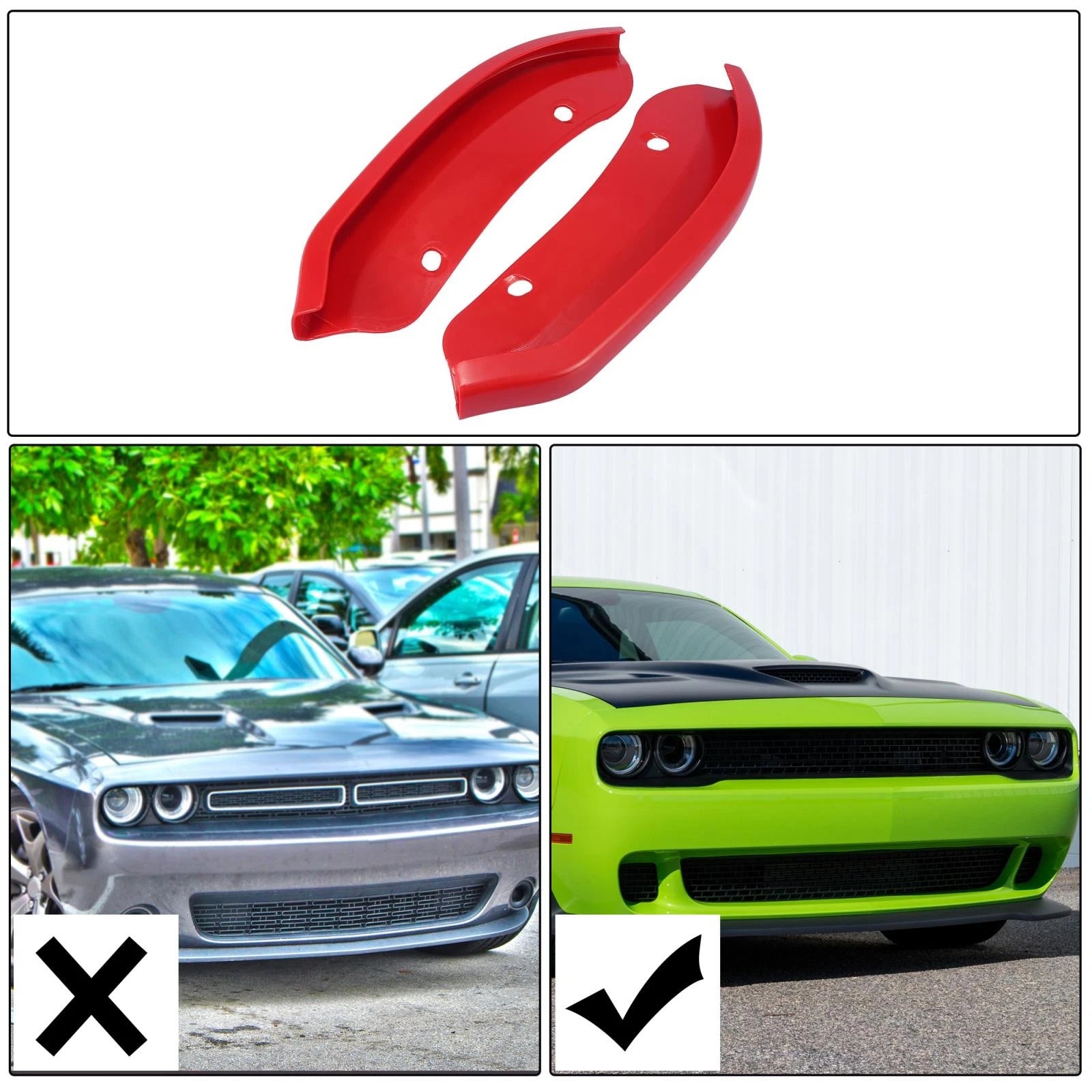 Pair Front Bumper Lip Splitter Protector for Dodge Challenger Hellcat (2015–2021)
