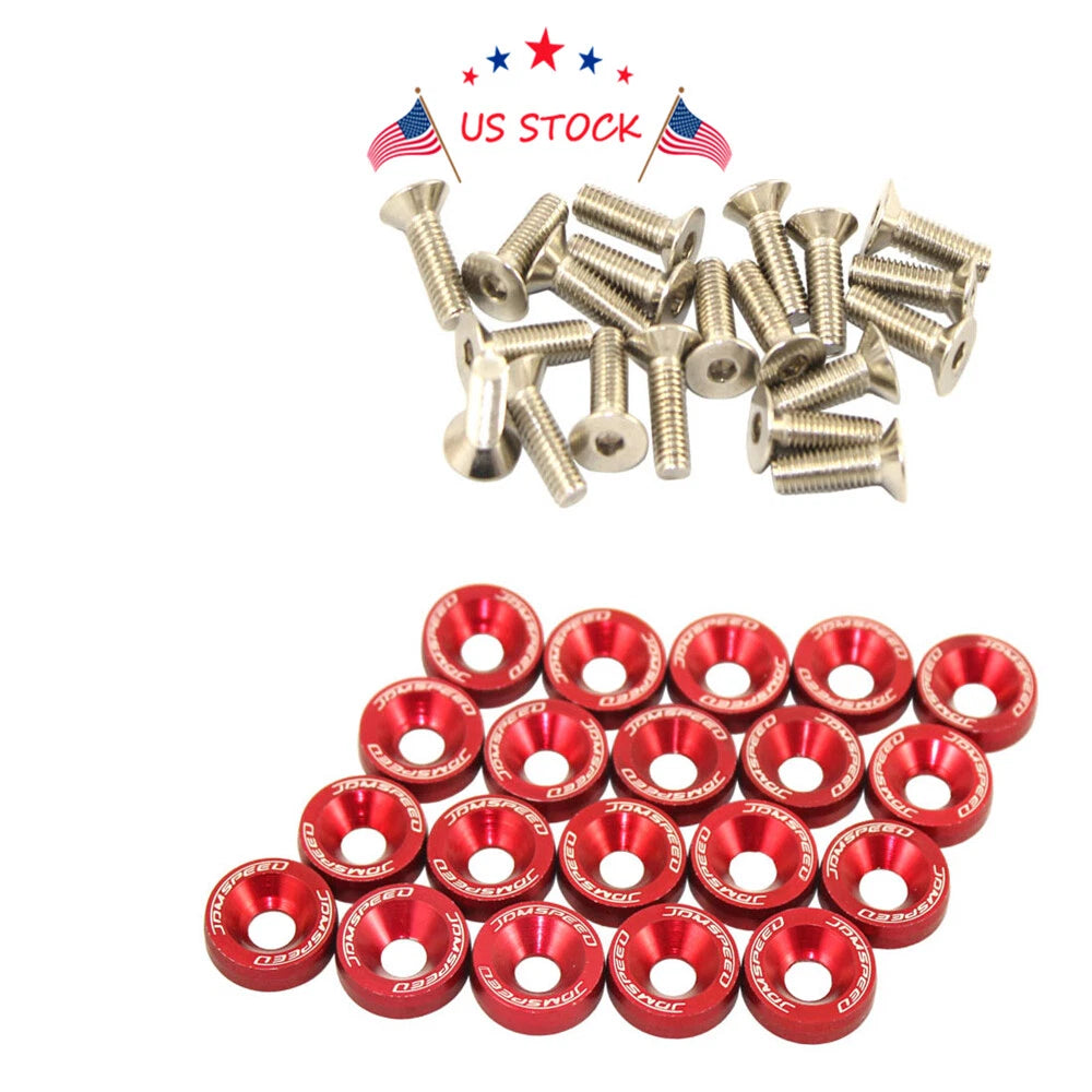 20PC Fender Washer Dress Up Kit for Make Model  - Red