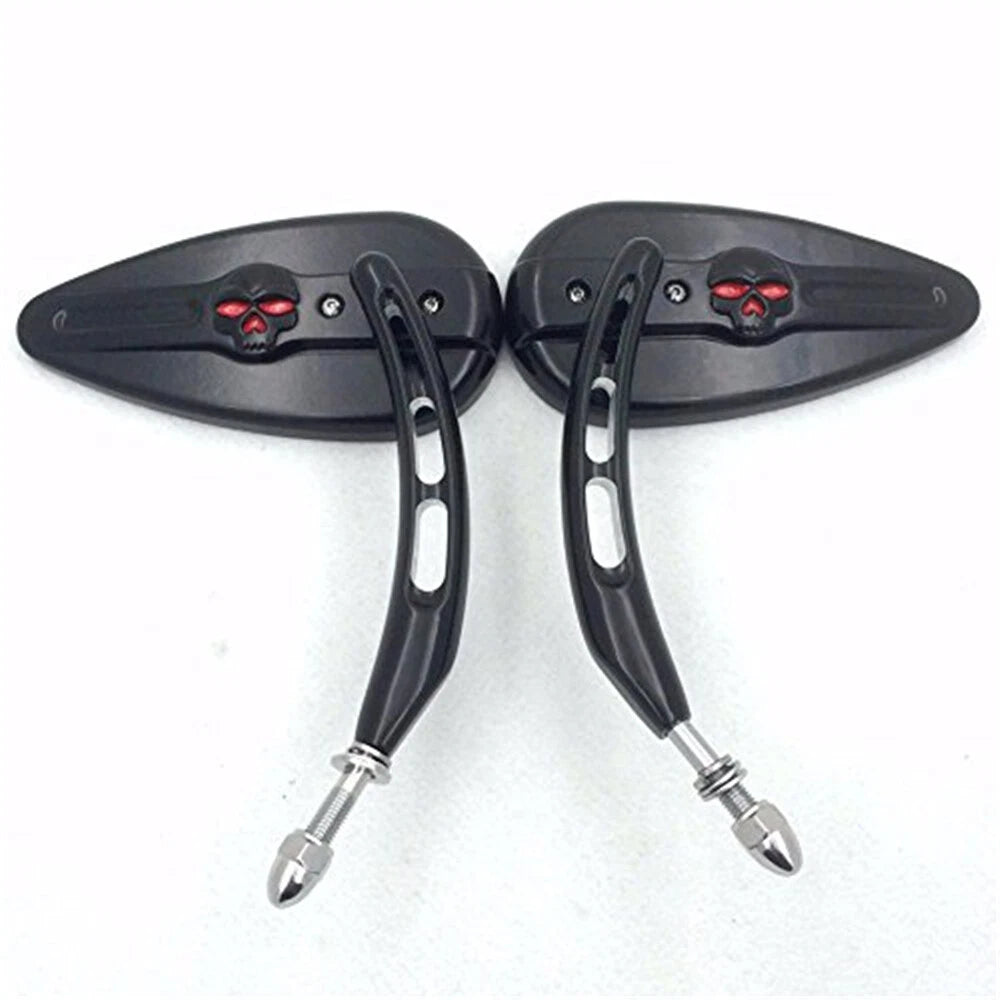 Black Skull Side Mirrors for Harley Super Glide FXE (2006–2017)