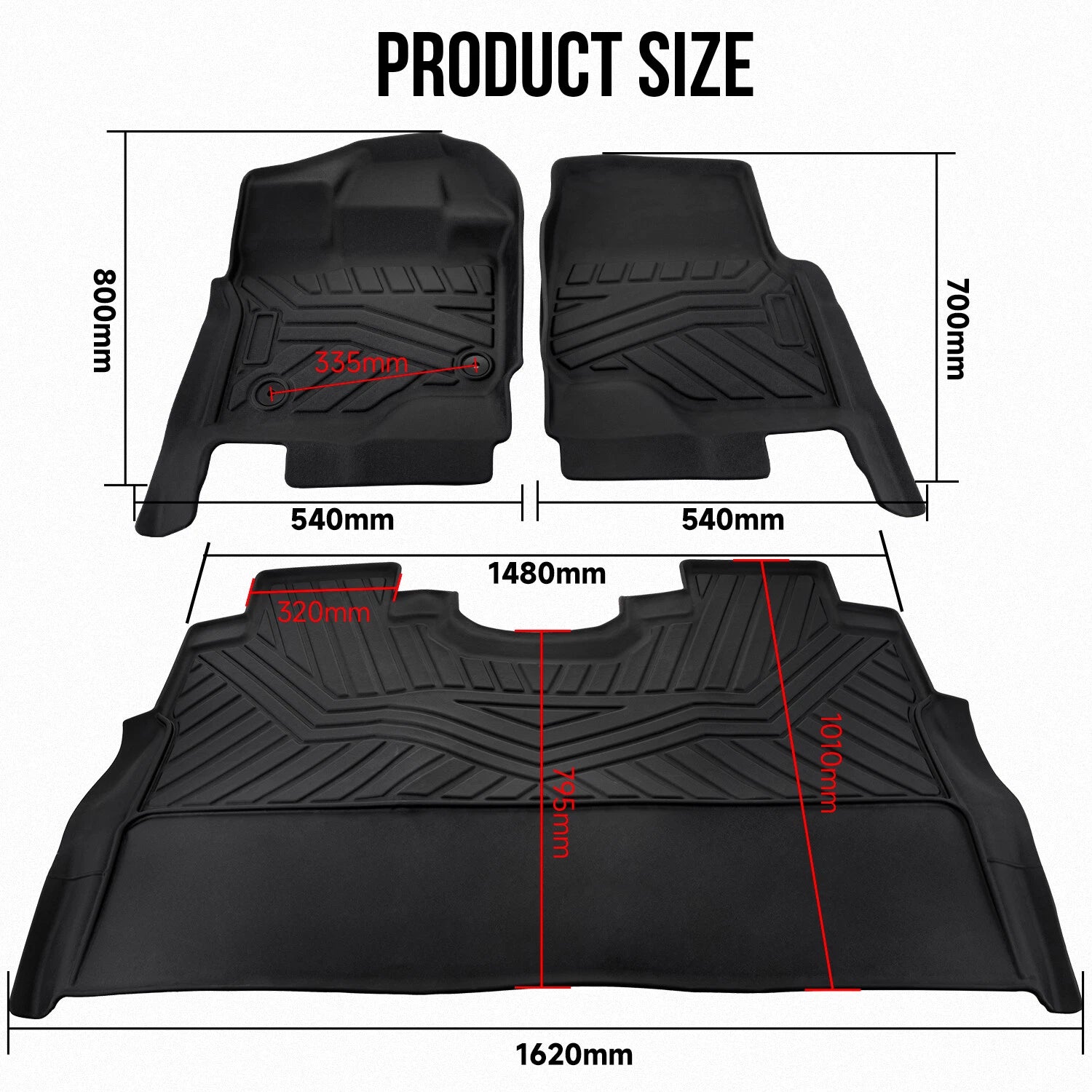 Set of 3 Floor Mats for Ford F-150/F-150 Lightning (2015–2025)