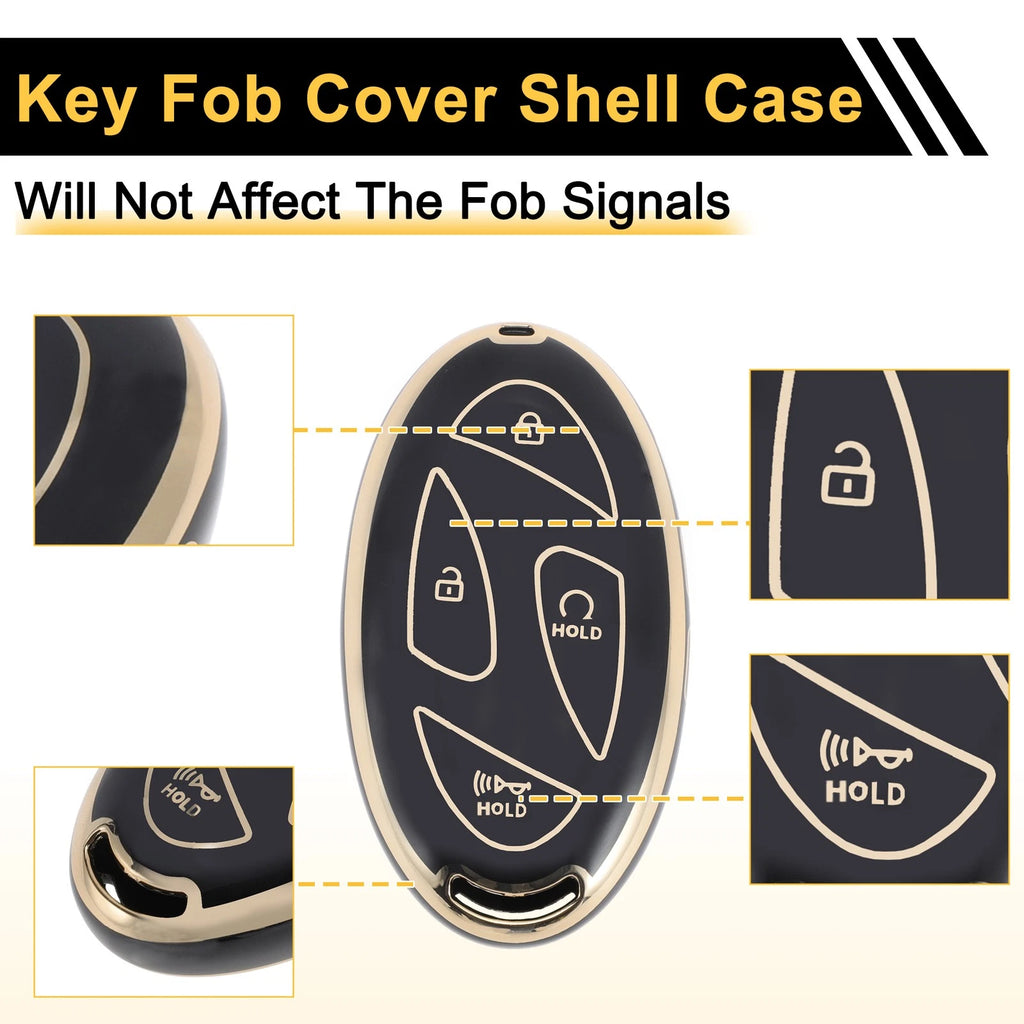 Black Gold Tone Key Case for Hyundai Tucson NX4 Kona SX2 EV Ioniq-7