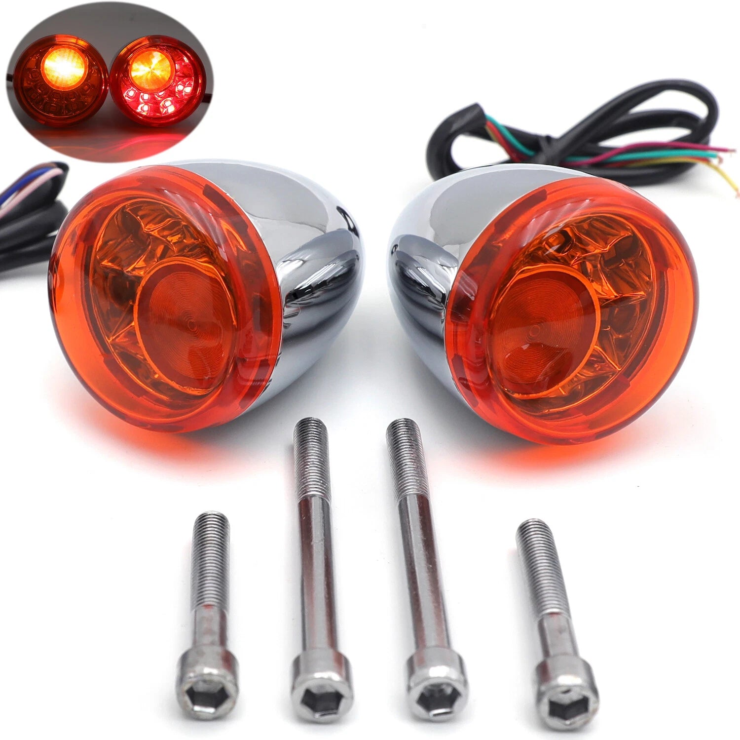 Amber Lens Rear LED Running Brake Turn Signal Indicator Light for Harley (1992–2017)