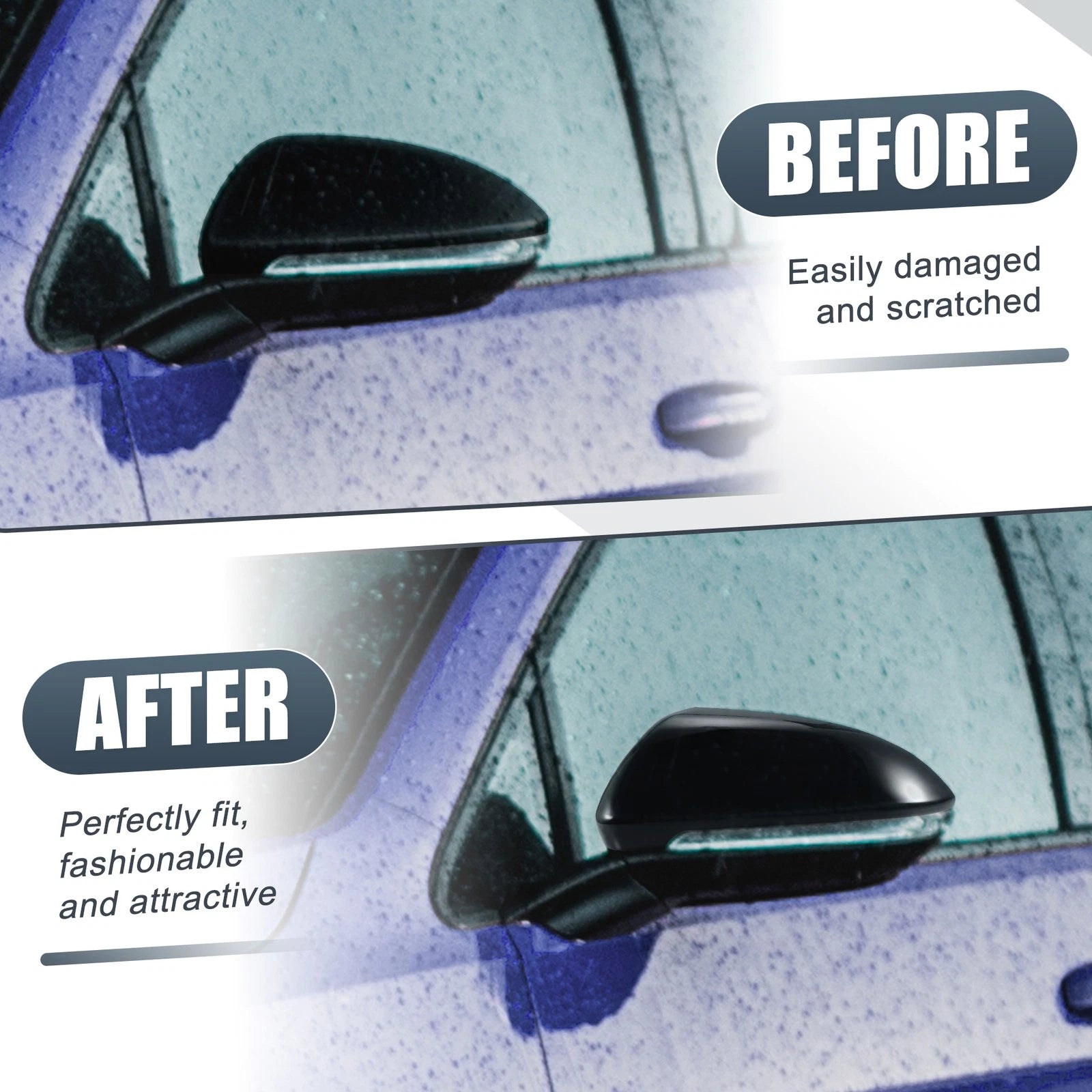 Left Mirror Cover Cap for Volkswagen Golf MK7, E-Golf (2015–2020) - Gloss Black