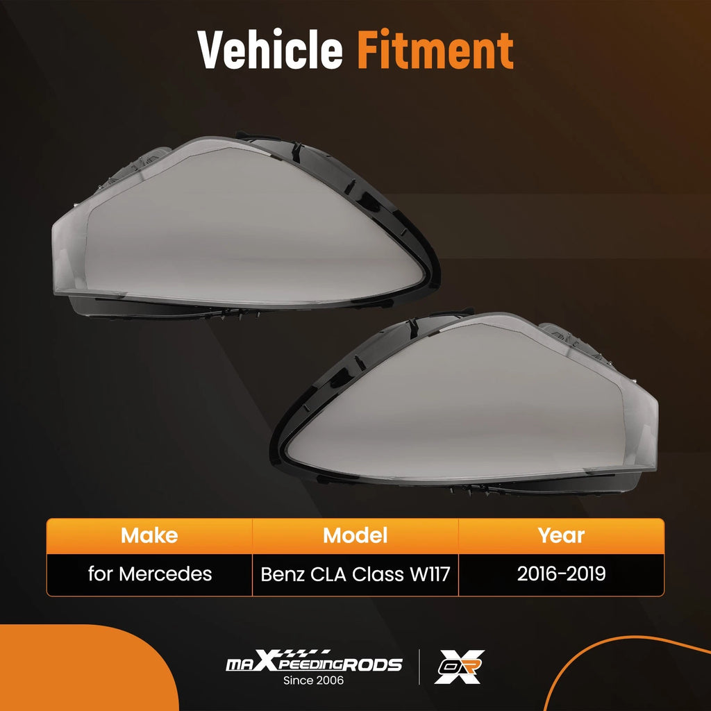 Headlight Lens Cover Pair for Mercedes Benz W117 (2016-2019) Polycarbonate