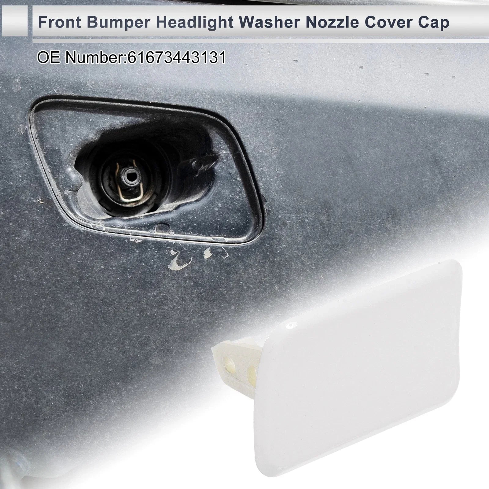 Left Front Bumper Headlight Washer Nozzle Cover Cap for BMW X3 White