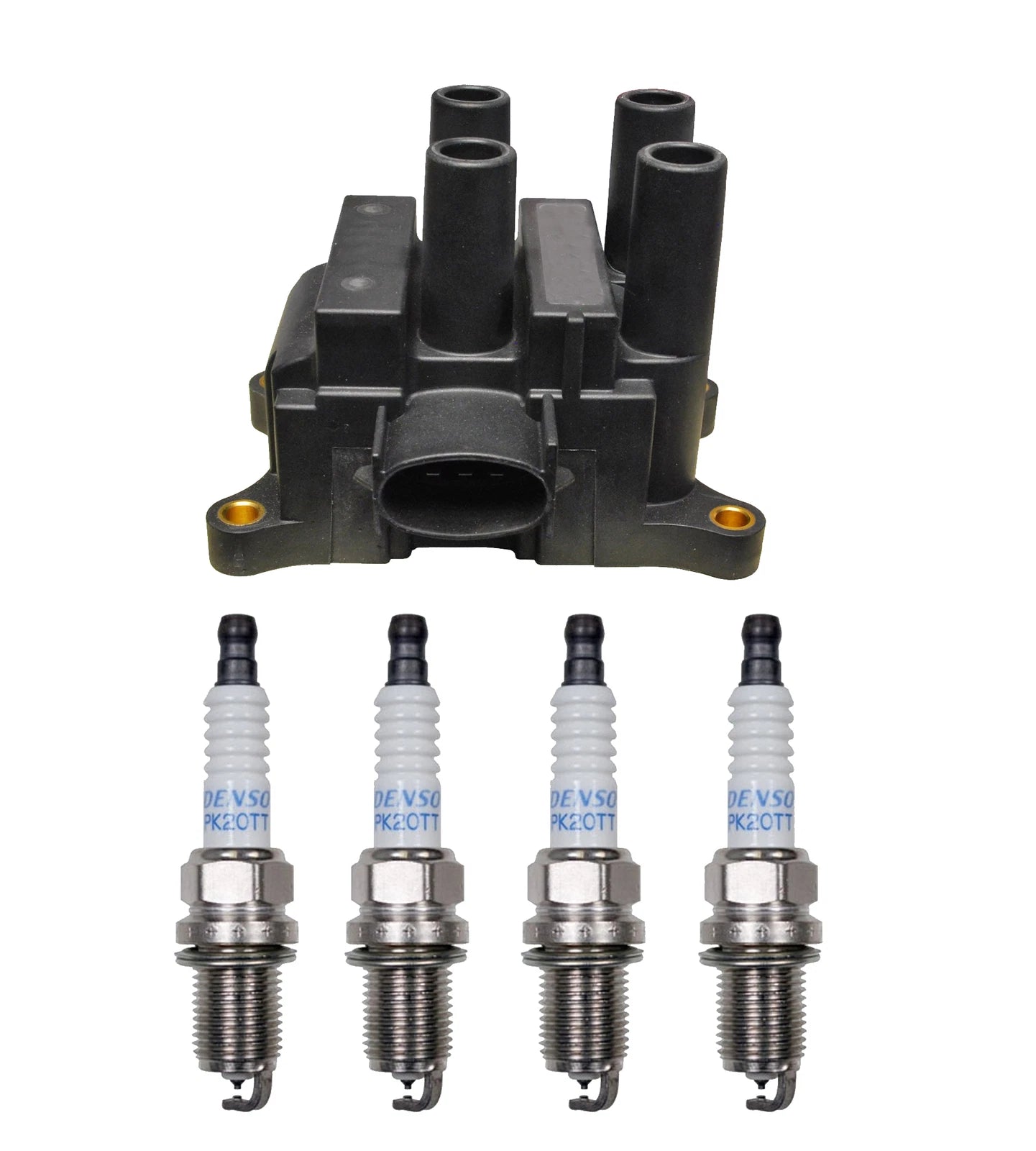 Denso Ignition Coil & 4 Platinum TT Plugs for Mazda Tribute (2001–2007)