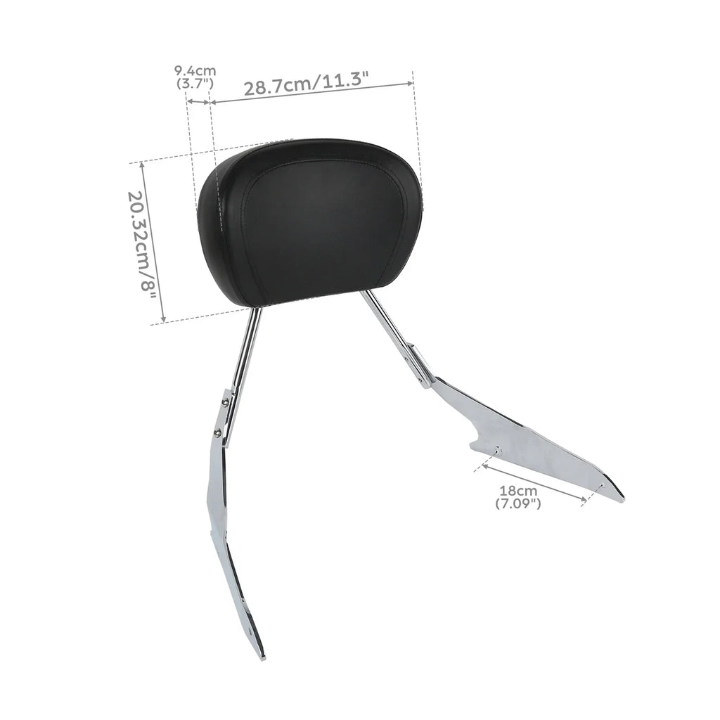 Black/Chrome Sissy Bar Backrest Pad for Suzuki Boulevard M109RZ (2006 - 2023)