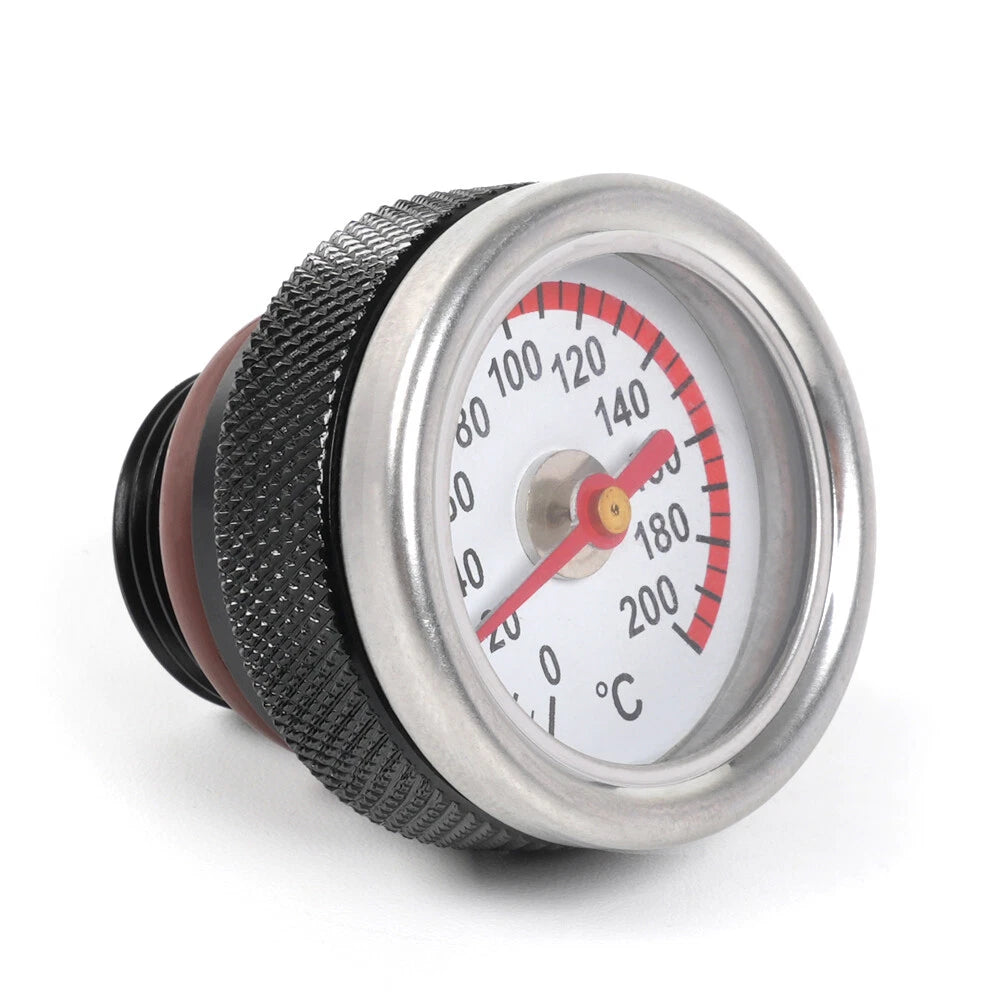 M20x1.5 Oil Temperature Gauge Filler Cap for Motorcycle (0-200°C) Black